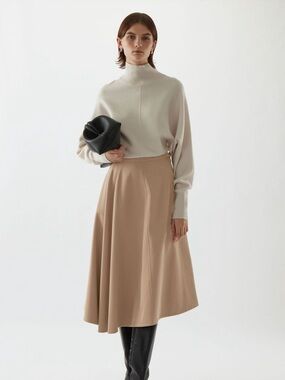 COS Classic A-Line Midi Skirt in Warm Tan